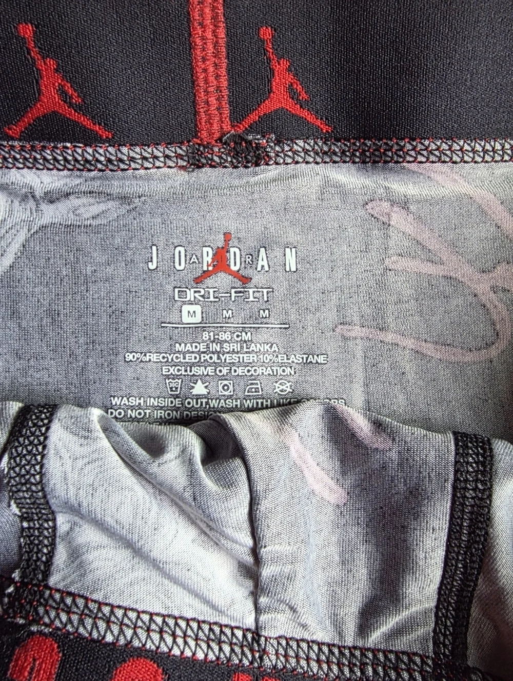 New Jordan Black Boxer Briefs with Red Waistband and Cream Accents Size M